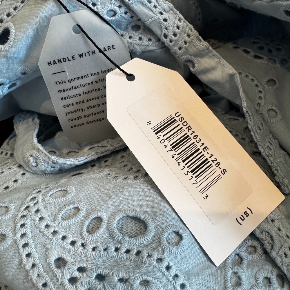 Anthropologie Universal Standard Eyelet High Low Midi Dress Women's 1X Baby Blue - Picture 12 of 16